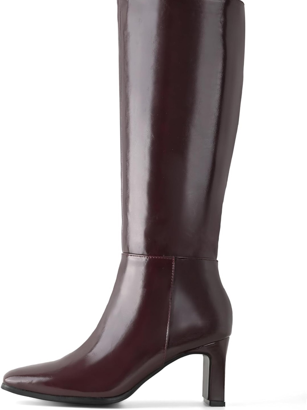 Shoe n Tale Women's Tall Burgundy Leather Knee-High Boots